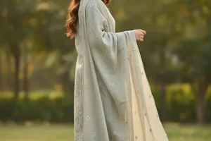 Lawn 3Pcs All Over Embroidered Unstitched Suit With Embroidered Chiffon Dupatta