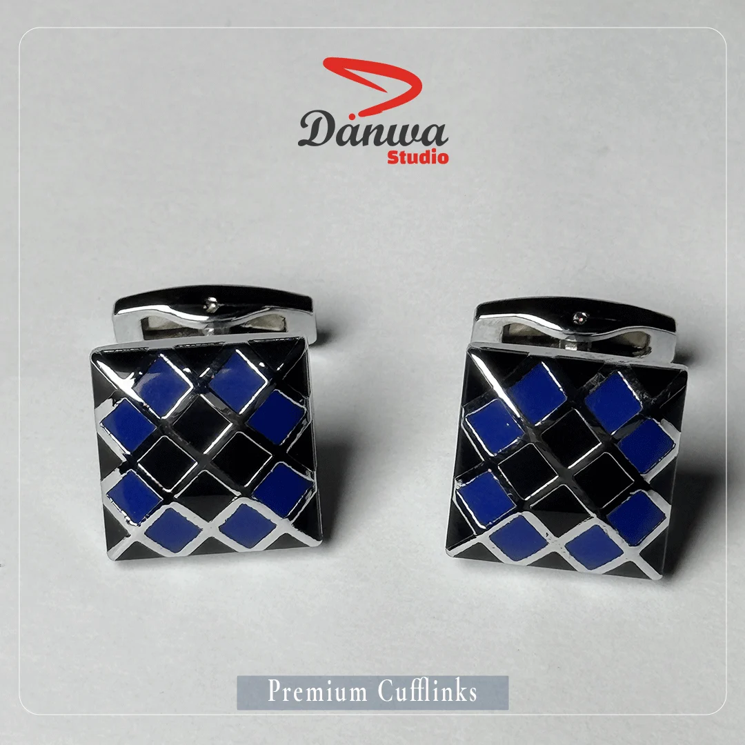 Black Blue Square Cufflink - Image 2