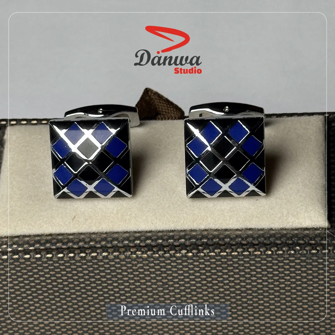 Black Blue Square Cufflink
