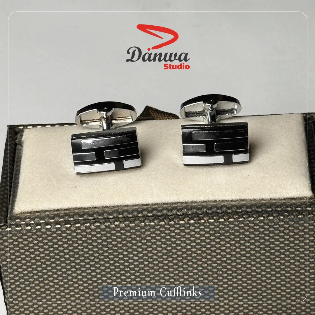 Black Rectangle Cufflink - Image 3
