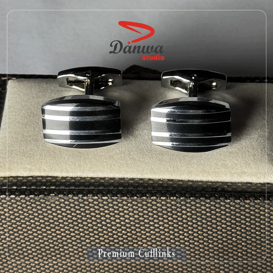 Black Rectangle Cufflink - Image 2