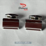 Brown Silver Rectangle Cufflink