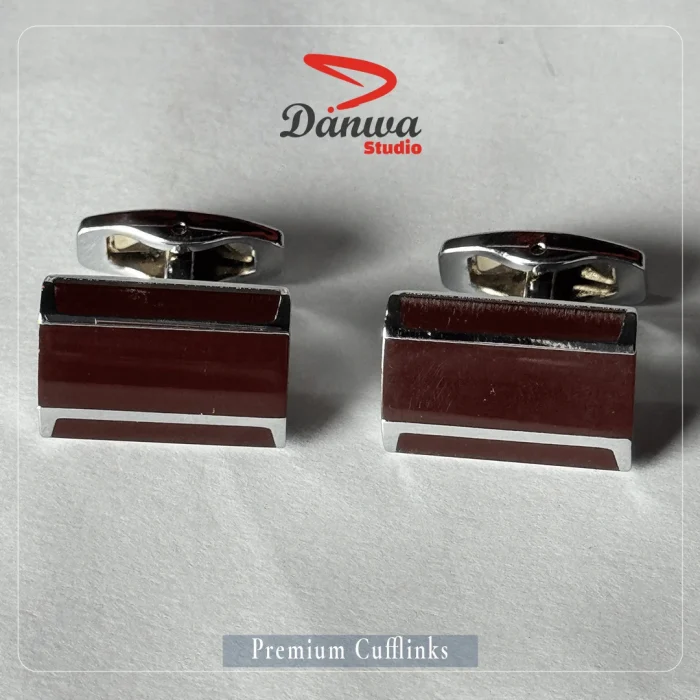Brown Silver Rectangle Cufflink