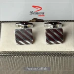 Brown Silver Square Cufflink