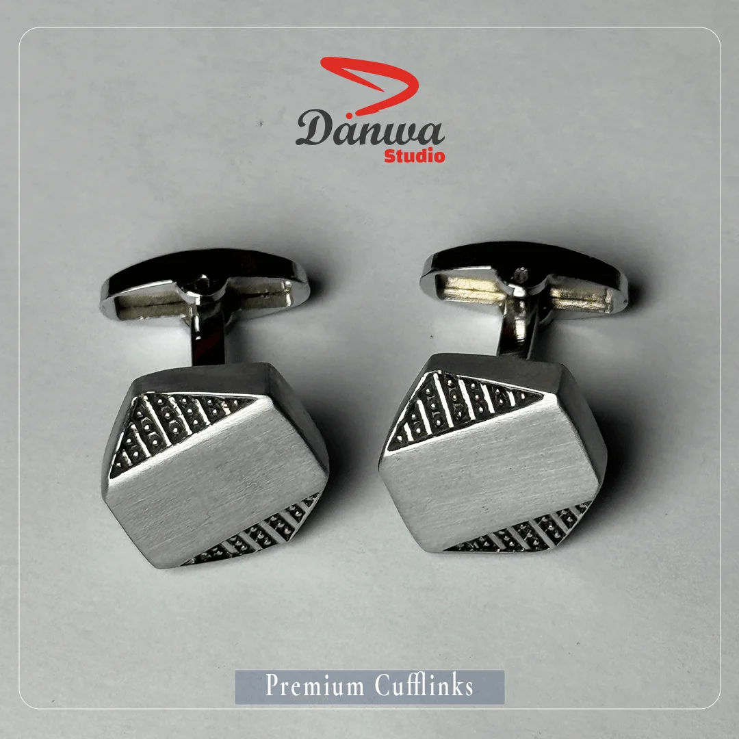 Grey Metal Circle Cufflink