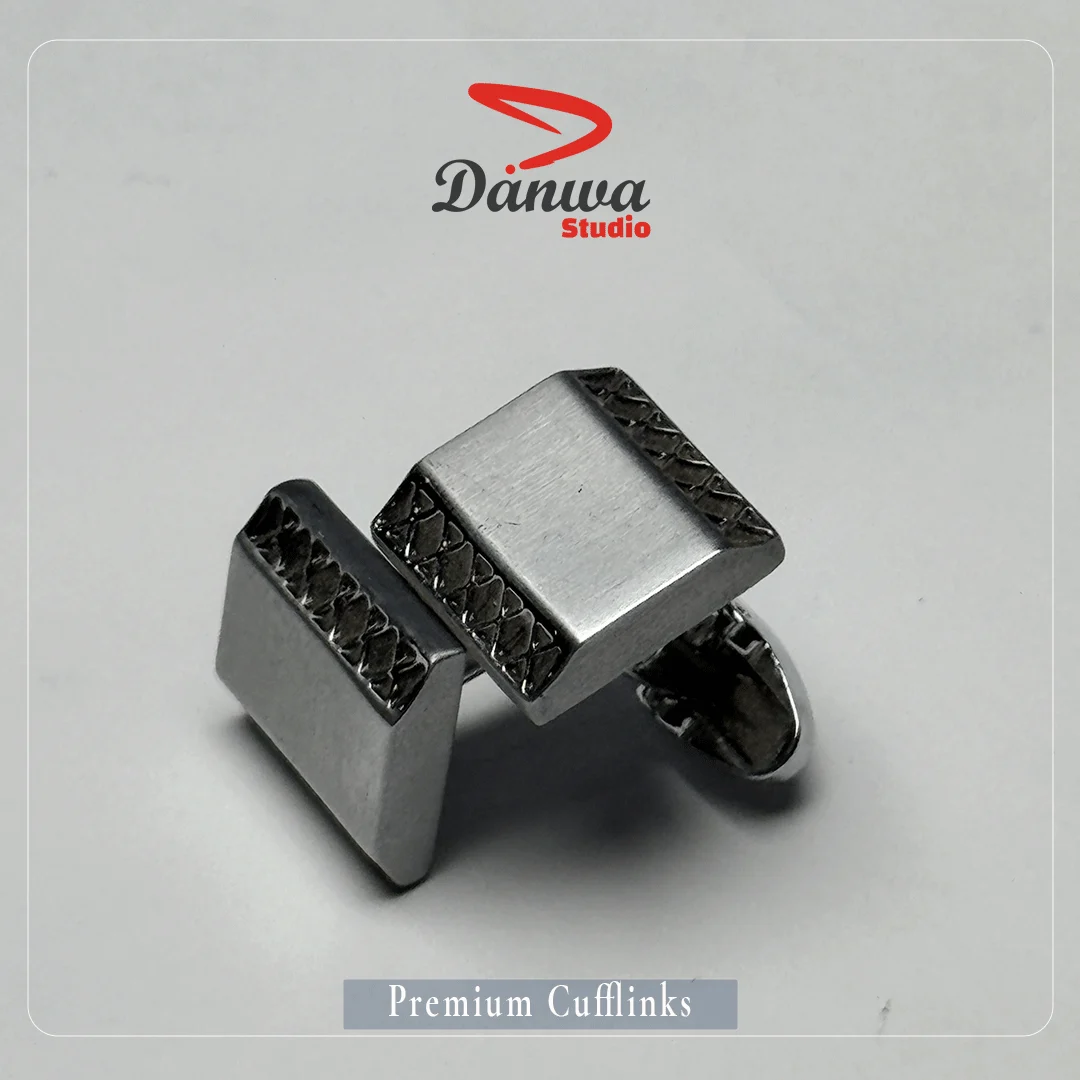 Grey Metal Square Cufflink - Image 3