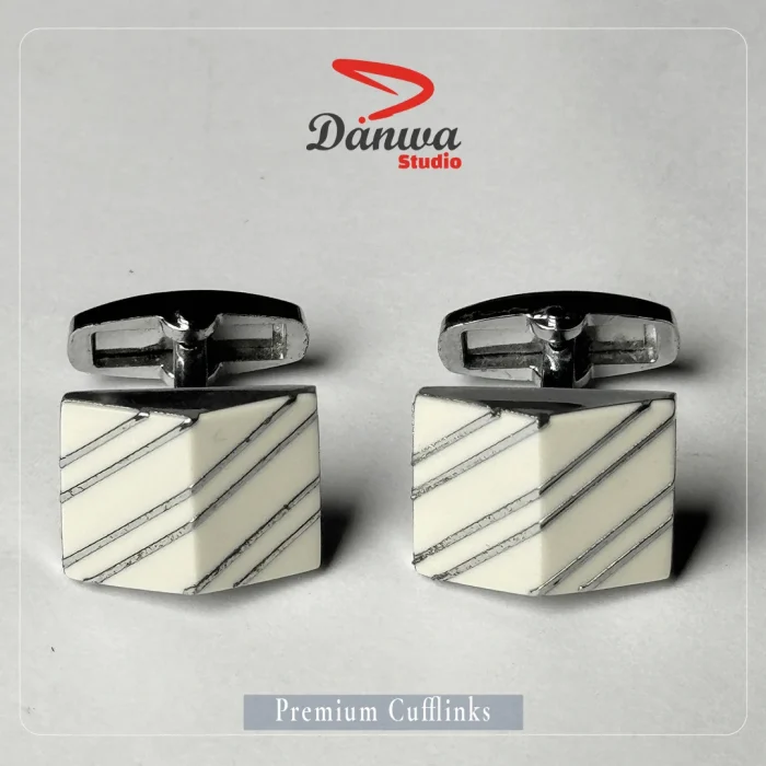 White Rectangle Cufflink
